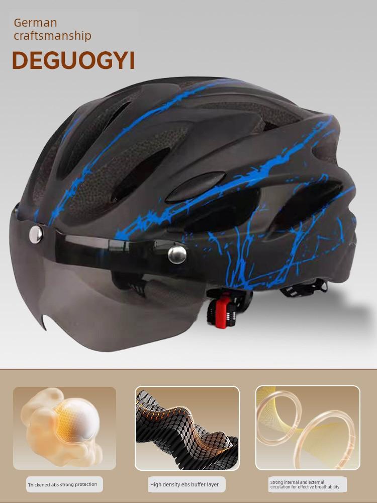 Yu Zhaolin Bicycle Helmet with Integrated Goggles, One-Piece Riding Helmet for Men and Women, Mountain and Road Bike Safety Helmet
