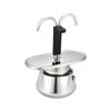 Induction-Compatible Double-Spout Mocha Pot, Brushed Steel Coffee Maker for About Two Espresso-Size Cups On Common Cooktops