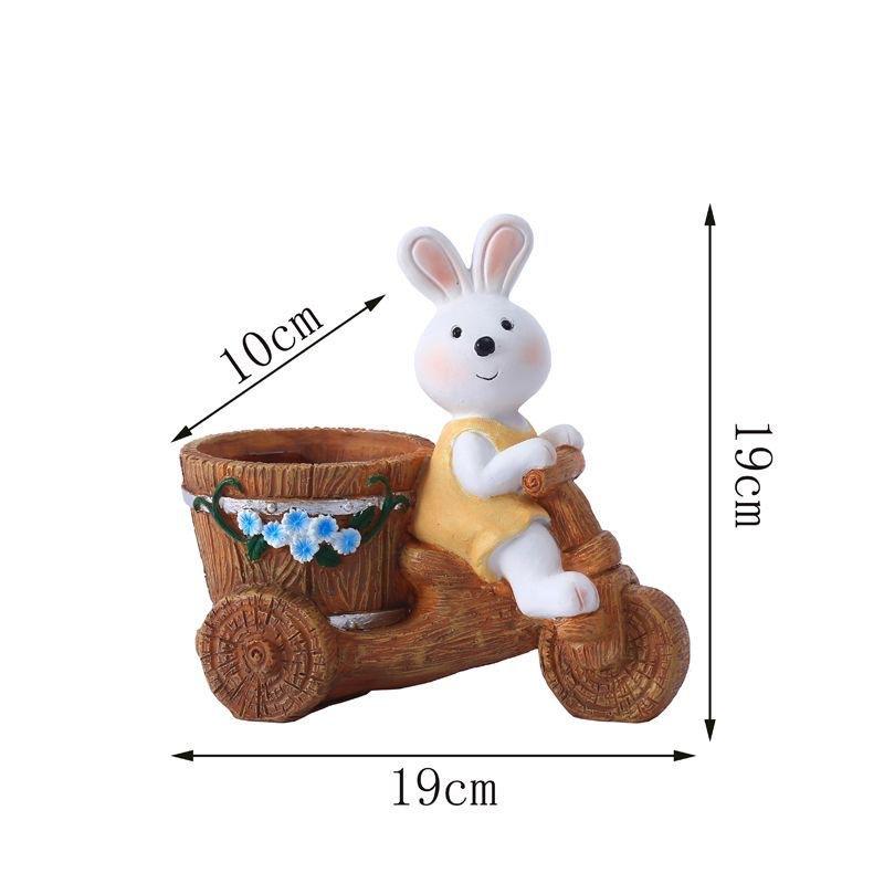 Creative Cartoon Rabbit Courtyard Decoration Outdoor Garden Ornament Succulent Flower Pot Landscape Sculpture Home Decor