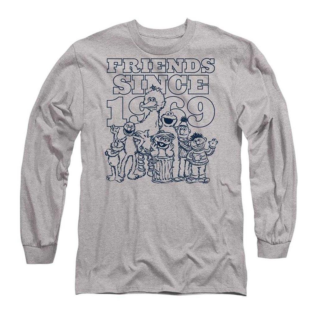 Sesame Street Unisex Adult Friends Since 1969 Heather Long-Sleeved T-Shirt