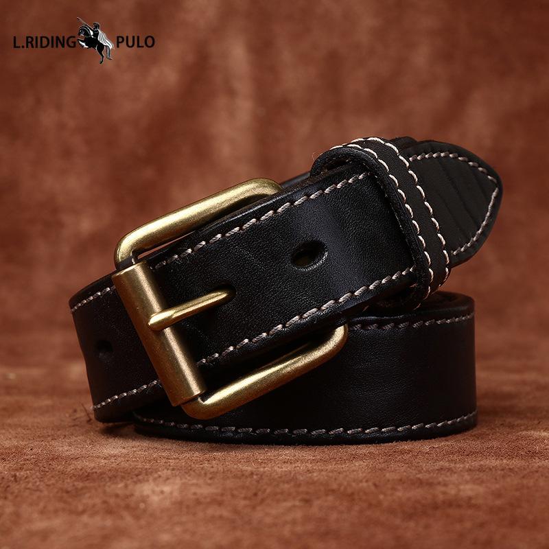 Genuine Bison Leather Shrinkage Vintage Rough Grain Belt Men's High Quality Cowhide Tree Grain Belt