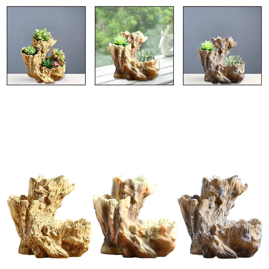 Planter Pot Artificial Driftwood Container for Office Garden Living Room