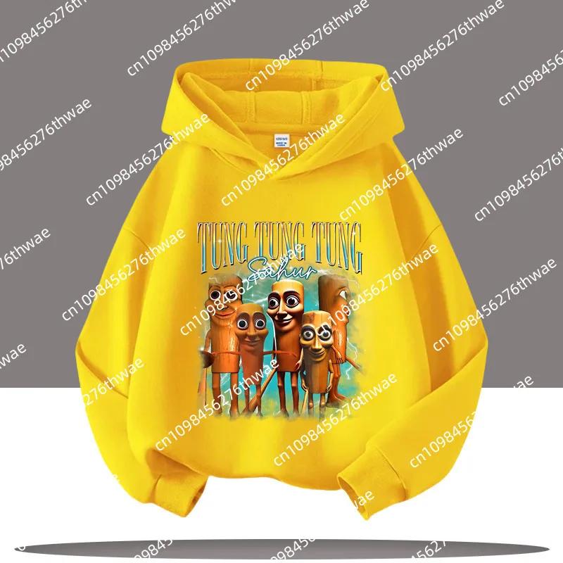 Tung Tungtung Sahur Ležérní Top s dlouhým rukávem Chlapecké oblečení Italský brainrot Dětská mikina Vtipná kreslená grafika Tenké mikiny