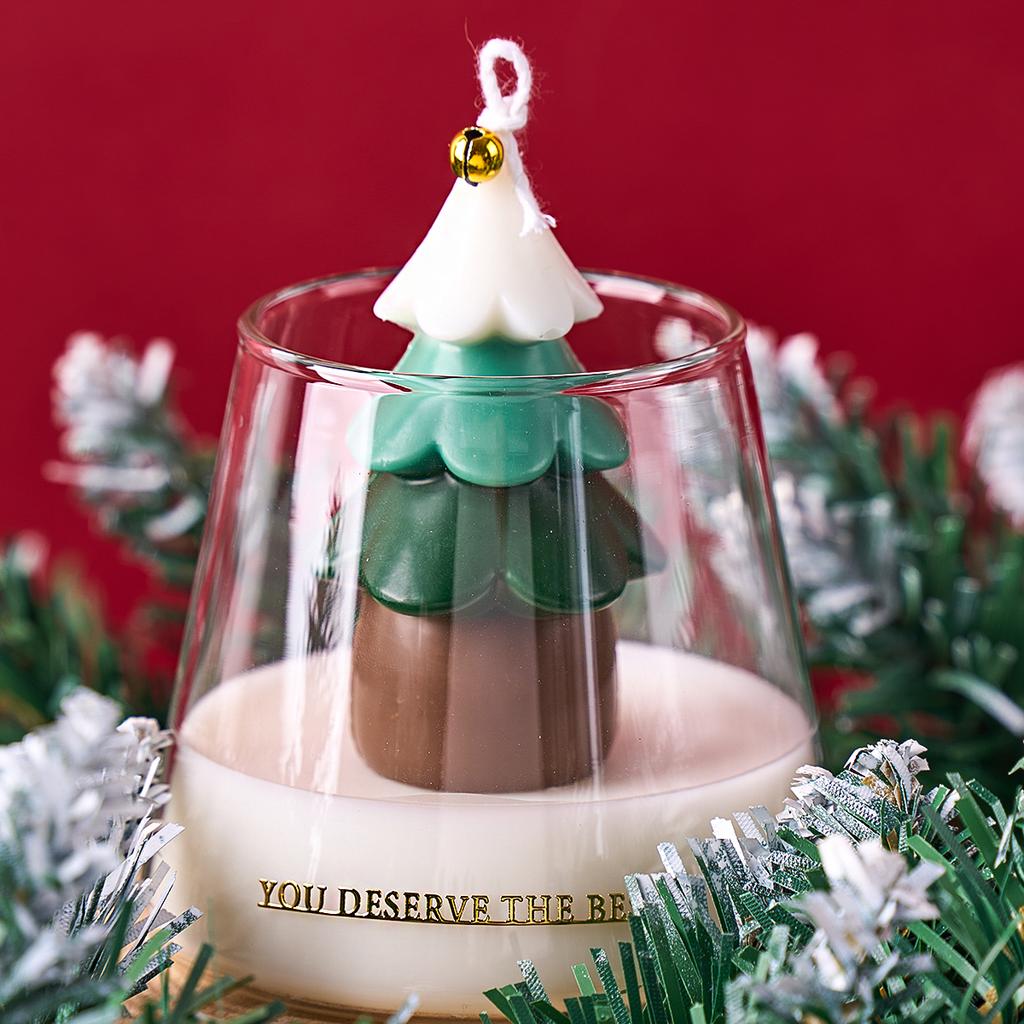 DIY Christmas Tree Candle Mold Two Petal Clamping 3D Scented Candles Soap Acrylic Plastic Molds Home Xmas Decor Craft Gifts