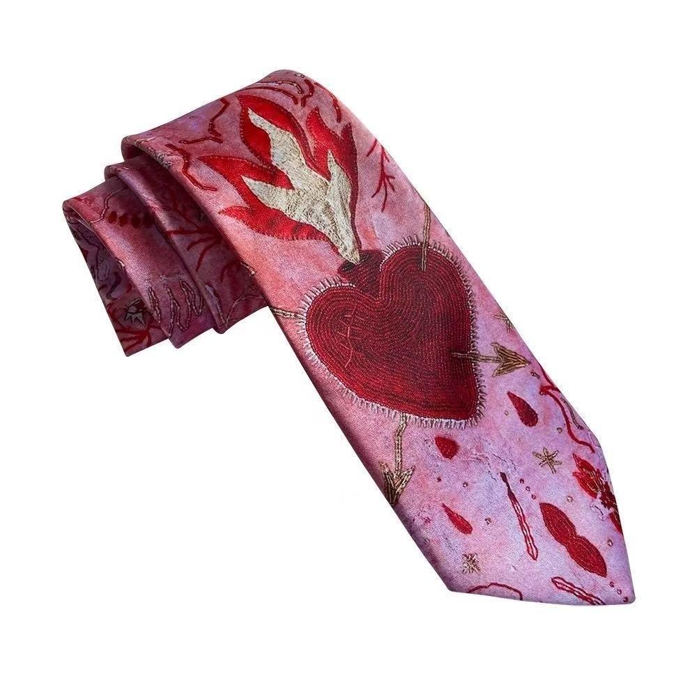 Cherry Y2K Neckties Heart Shirt Neckties Fashion Neck Tie Holidays