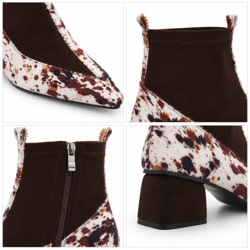 Botín Marrón Animal Print Tacón Ancho Montevita 105340