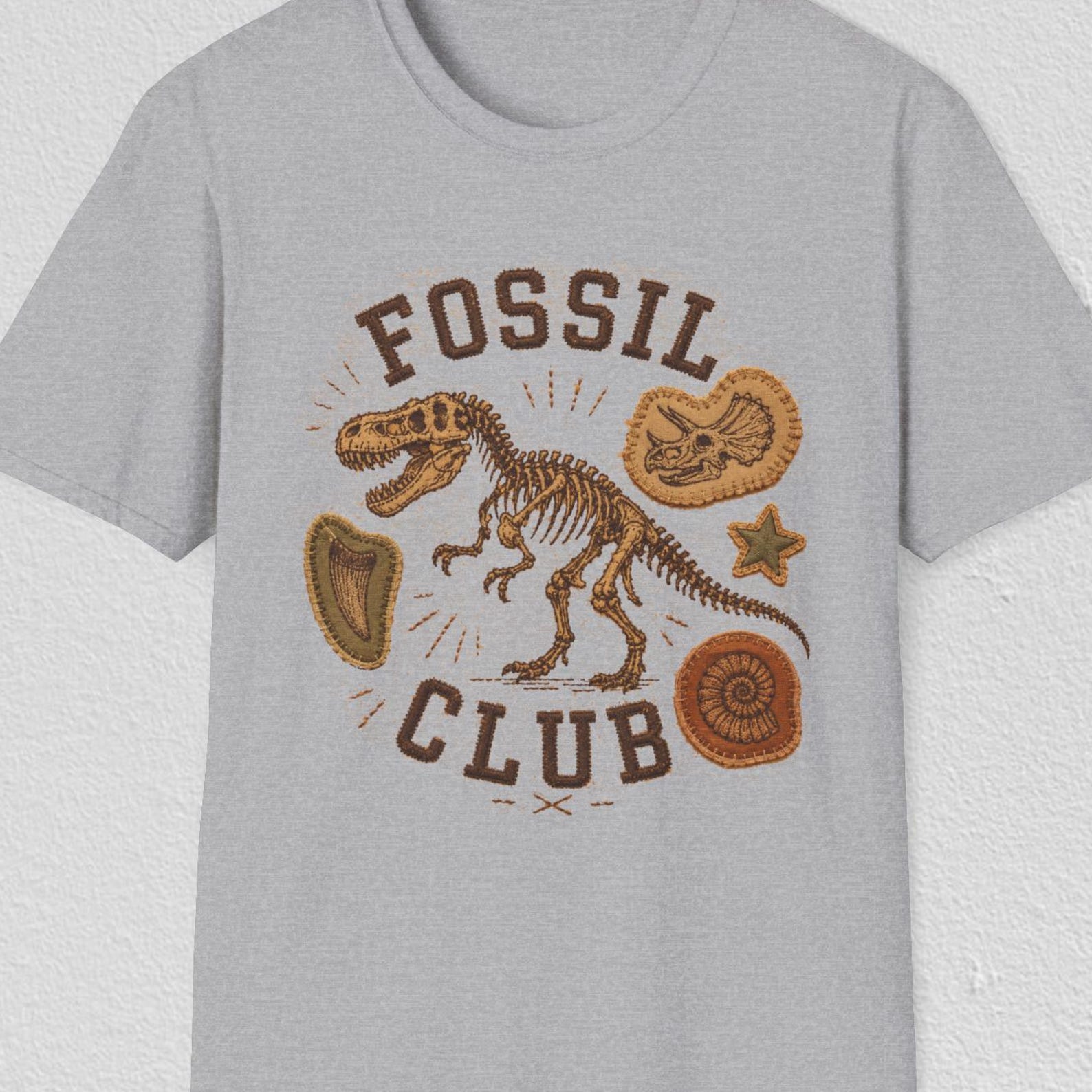 Dinosaur Skeleton Shirt, Fossil Club Tee, Dino Bones T shirt, Fossil Hunter Shirt, Dino Lover Tee S