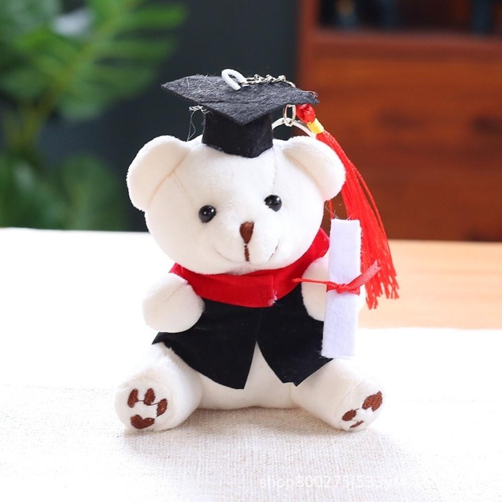 12cm Graduation Bear Plush Toy Soft Stuffed Bear Pendant Cartoon Bear Keychain  Desk Decor