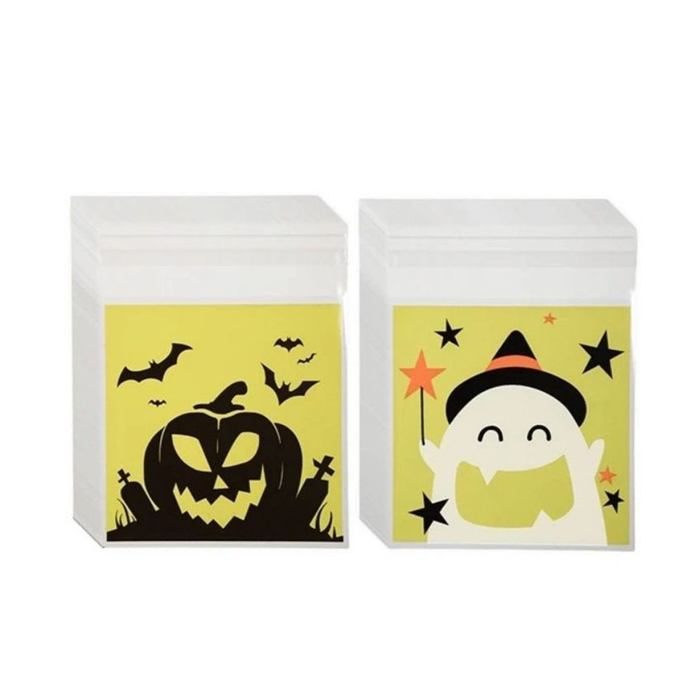 100PCS/Set Pumpkin Party Ghost Printed Nougat Candy Bags Biscuits Snack Packaging Bags  Unisex