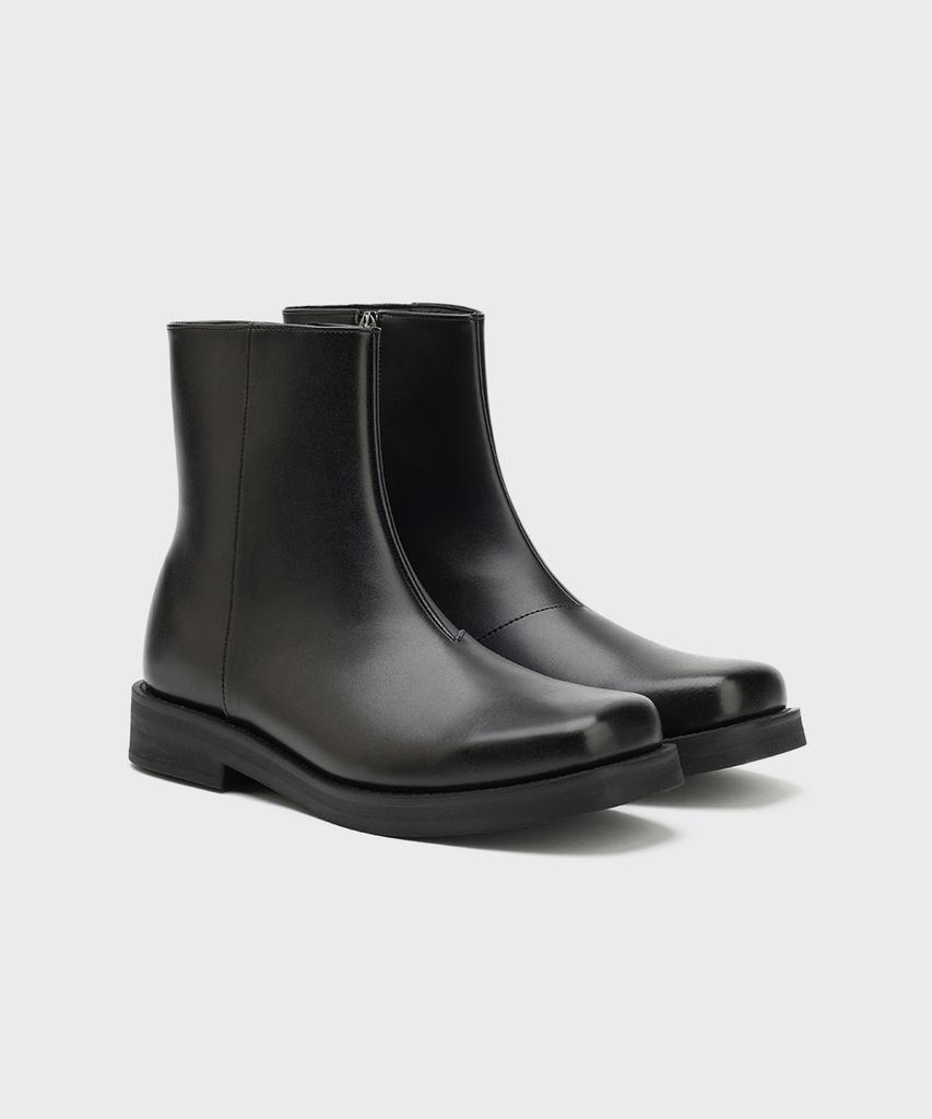 Firenze Atelier [Second.A] Minimal Square Toe Zip-Up Boots 2Ndf4300Gb [Black]