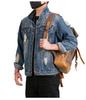 Xintang Ripped Distressed Men's Denim Jacket - Loose Long Sleeve Streetwear Outerwear for Spring
