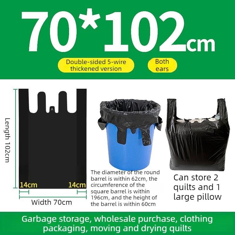 50 Stück Müllsäcke Schwarz Griffbetätigt Große Plastiksäcke zum Umziehen, Kleiderverpacken, Extragroße und Dicke Müllsäcke.