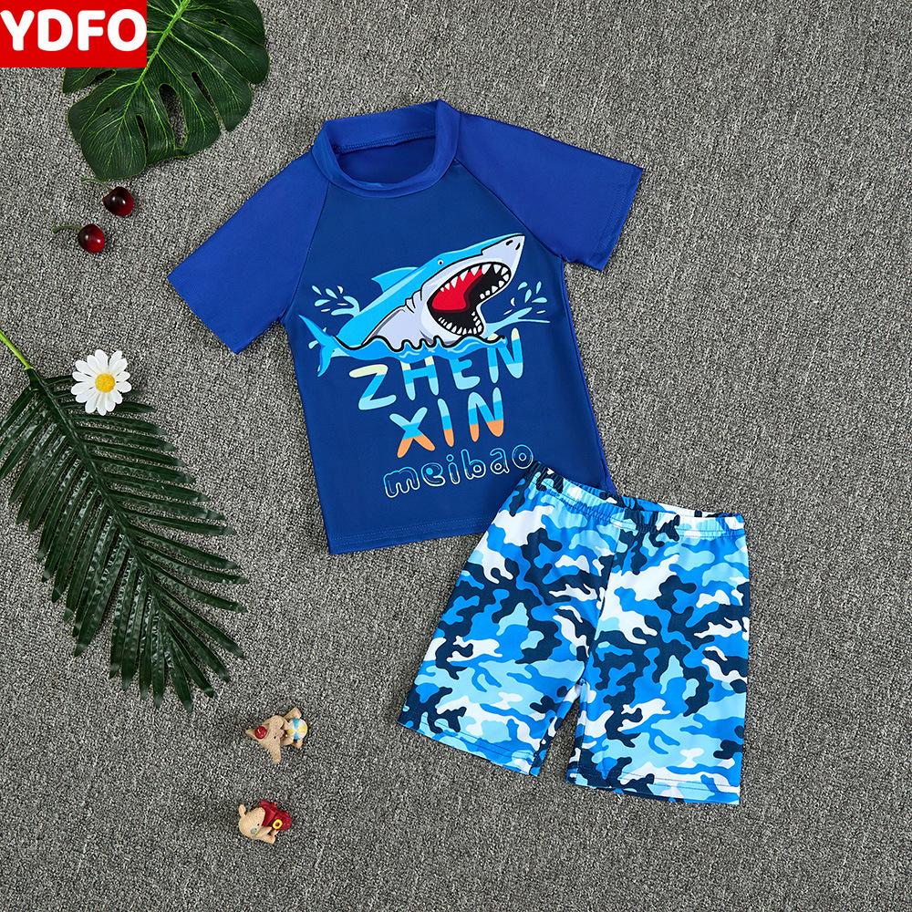 

Детский мультяшный купальник из двух частей, Лето 2025, Защита от солнца, С коротким рукавом, Готов для моря и горячих источников Size 110 (100-110cm)