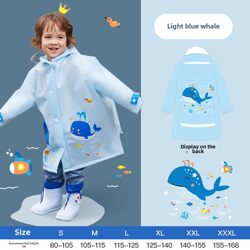 Koreanischer Kinder-Ganzkörper-Regenmantel: Einteiliger Poncho für Grundschüler mit Platz für Rucksäcke