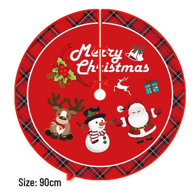 Creative Cartoon Print Christmas Tree Skirt - Festive Home & Party Decoration