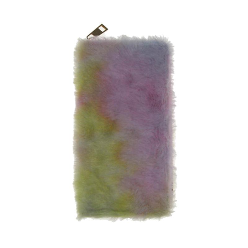 

New plush tie-dye gradual change color long zipper wallet, wallet