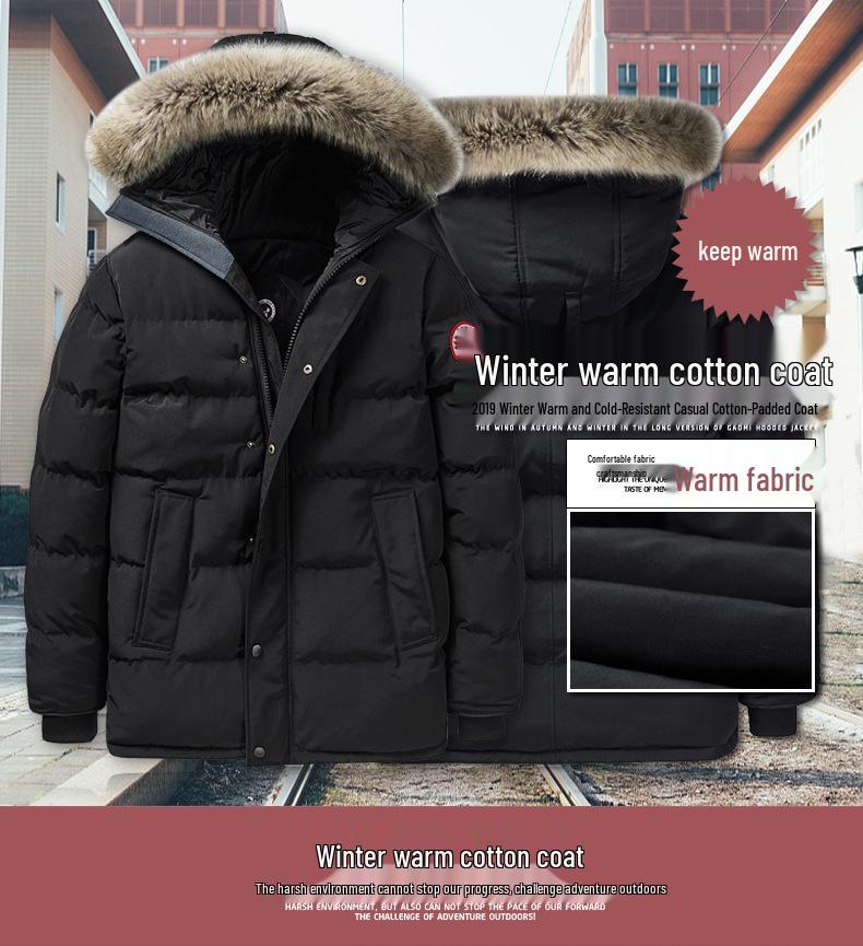 Men's 2019 Autumn/Winter Plus Size Warm Cotton Jacket - Comfortable, Loose, Thickened, and Velvet Lined