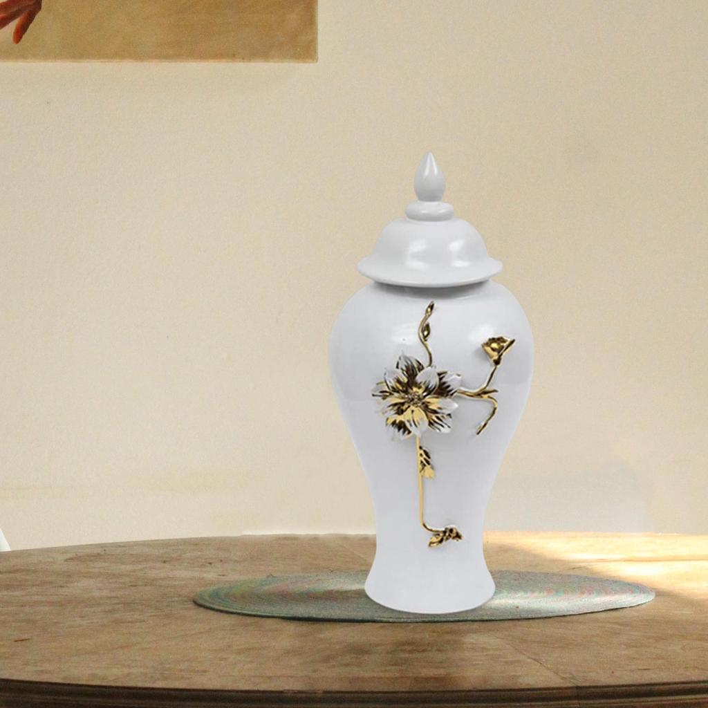 Vase Storage Jar with Lid Delicate Ginger Desk Centerpiece Decoration Home Piece Table Floral