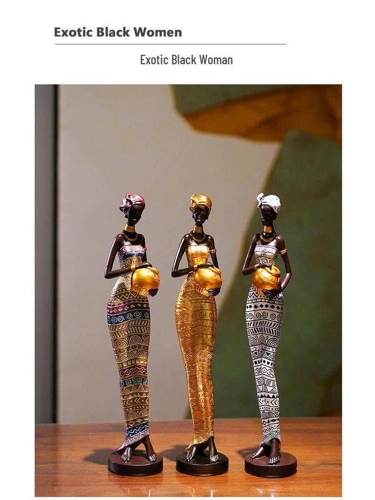 African Black Art Resin Figurine: Creative Home Decor for Living Room, Entrance Hall, or Wine Cabinet TV Stand