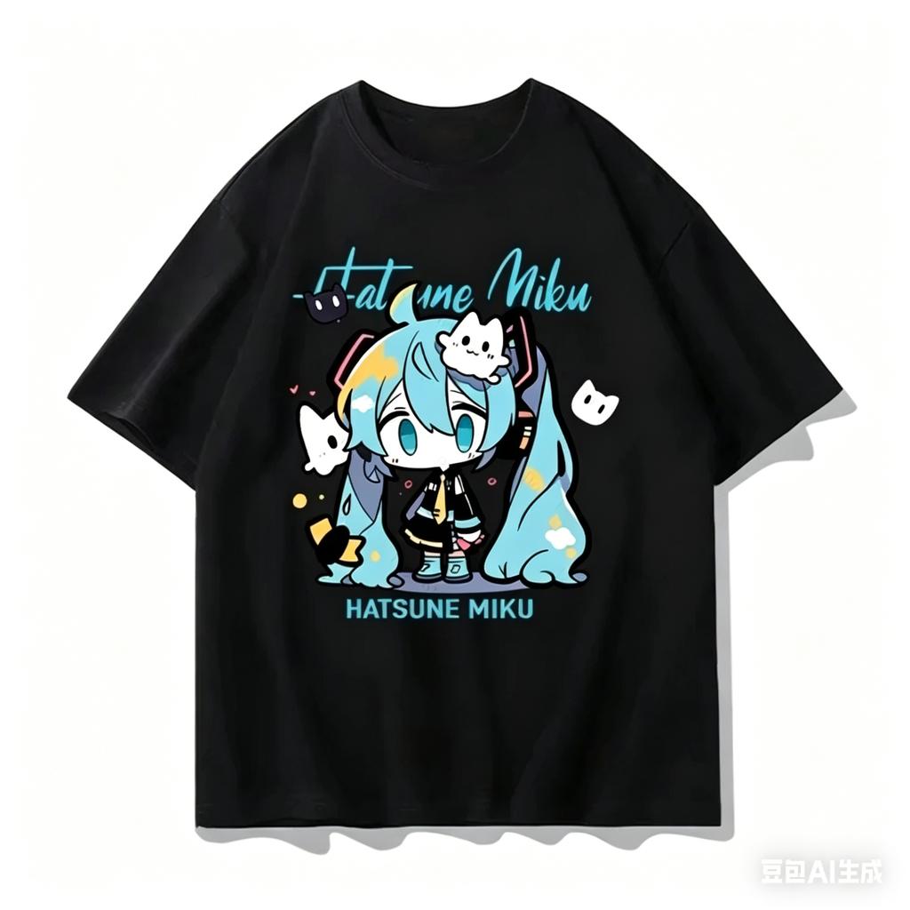 Japanese Anime Hatsune Miku Unisexs Shirts Unisex Y2k Tshirts Tshirt Harajuku Street Casual Fashion Shortsleeve Breathable Tops