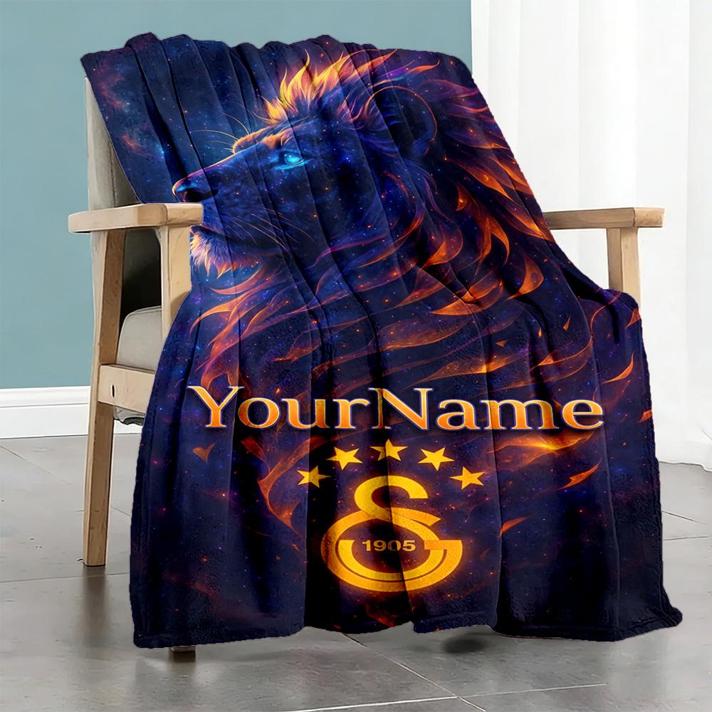 Galatasaray Customize Text Blanket Gift Personalized Blanket Ultrasoft Perfect For Couch Bed Sofa Seaside Ideal For All Seasons