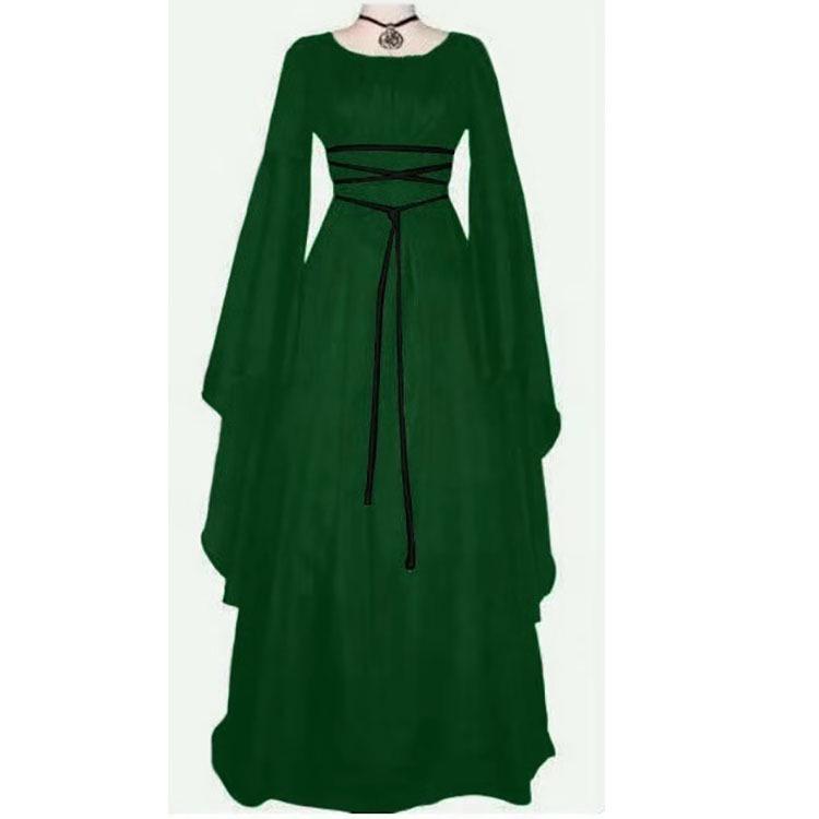 Women's Black Lace-Up Witch Costume for Stage Performance and Halloween Party