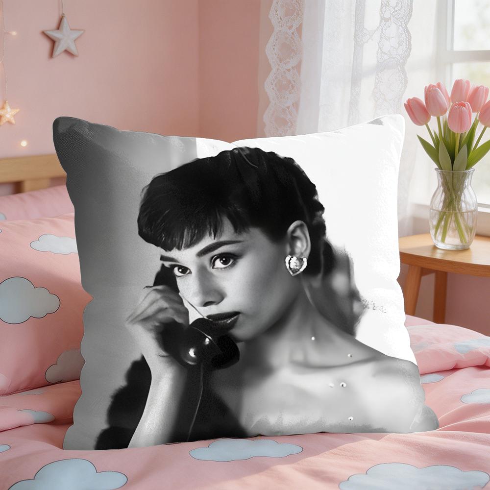 Classic AAudrey HHepburn Cushion Cover Square Short Plush Pillow Case Living Room Sofa Home Decor Funda X