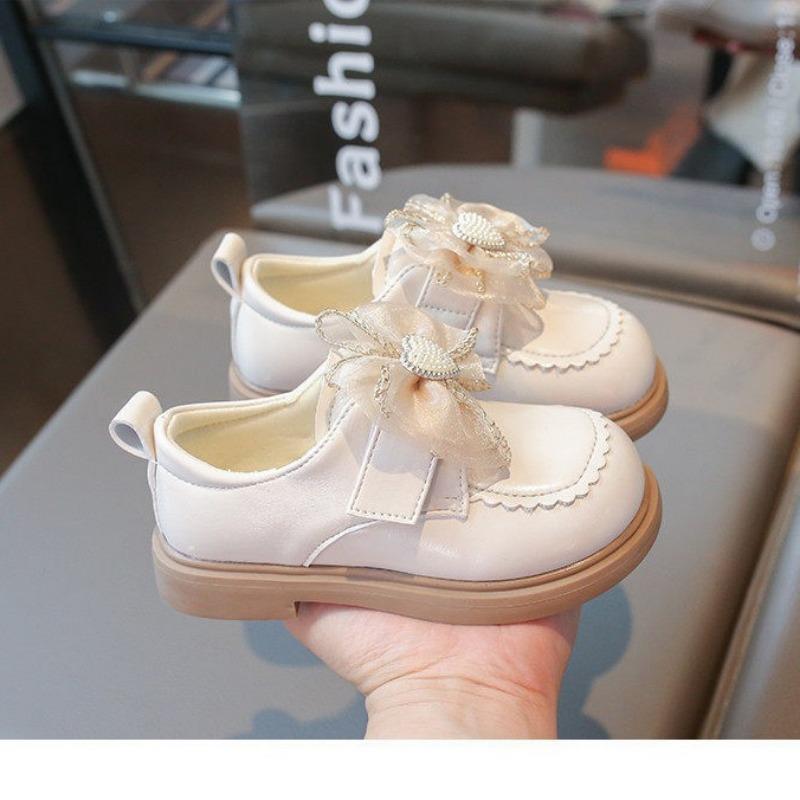 Girls Black Princess Leather Shoes Kids Fashion Loafers Stylish Flat Shoes for Spring