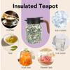 Insulated Teapot with Infuser 1000ml Leak Proof 316 Stainless Steel Floral Pattern Temp Digital Display Coffee Pot for Home Travel