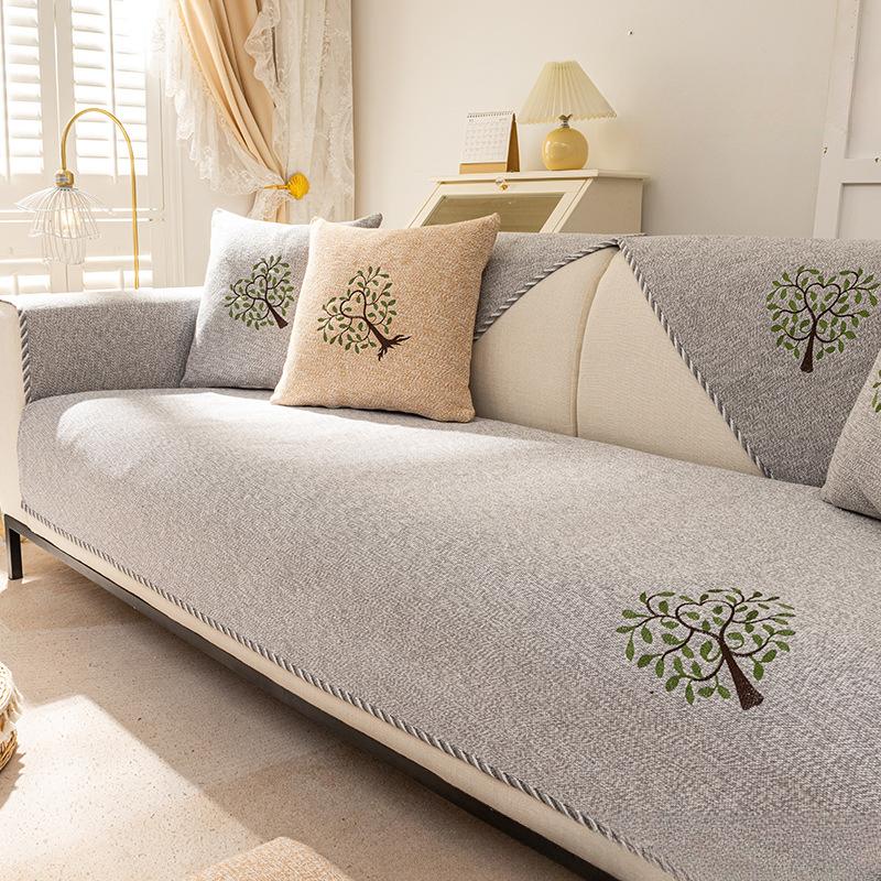 

Sofa Cushion Four Seasons Non-Slip Cotton Linen Summer Cover Nordic Simple High-End Backrest Towel 70*70CM