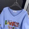 Plus Size V-Neck Slimming Mid-Length Loose T-Shirt for Women, Short-Sleeved, Covers Belly, Available In 200/300/350 Jin.