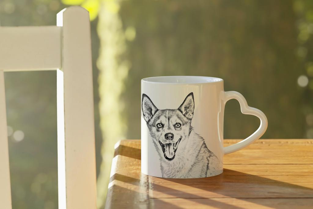 Norwegian Lundehund, Norsk Lundehund - Cup with a Dog, Adorable Cup with a Heart-shaped Handle, Universal Gift from the Art-Dog Brand