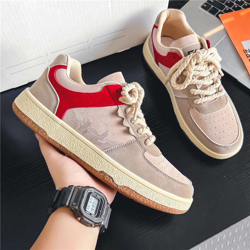 Spring New Men's Board Shoes Casual Soft-soled Sports Shoes Colored Leather Surface Retro Version Men's Shoes Sports Shoes