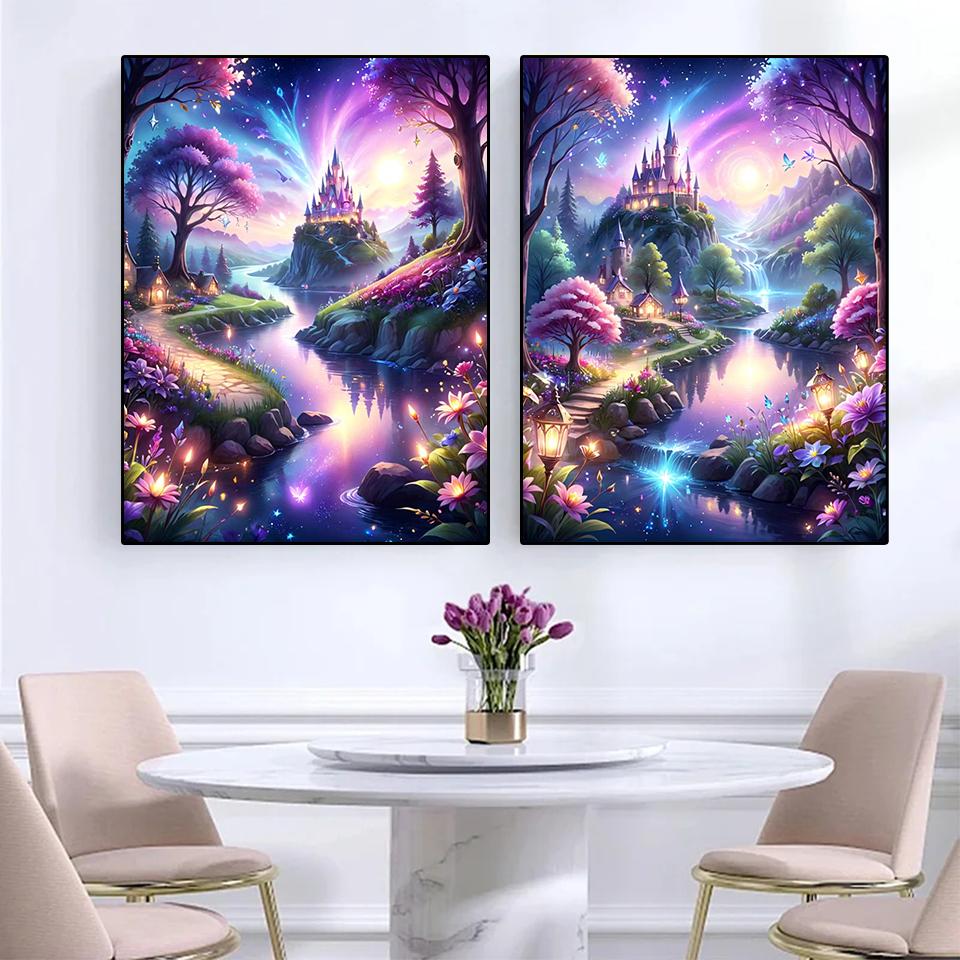 Diamant-Kunstsammlung im chinesischen Stil, Berg-Wasserfall-Landschaft, Kunst, 5D-Diamant-Stickerei, Mosaik, Heimdekoration, Kreuzstickerei