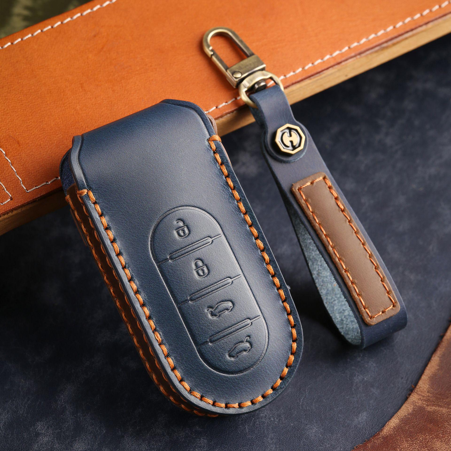 

Mercedes-Benz Smart Elf #5 Key Case Set for New Energy Vehicles - Leather Protection with Buckle синій