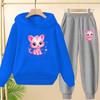 Children Clothes Sweatshirt Set Hooded Sweatshirt with Long Pants Cartoon and Lively Little Cat Girl Pink Set 3-13 Years Old Top