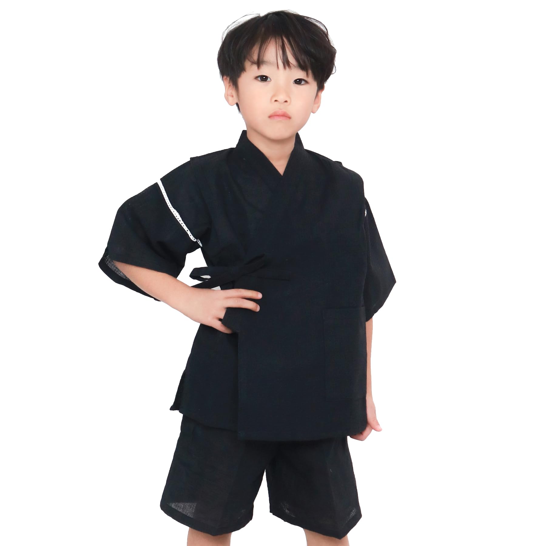 

Джинбей Сидзира Хлопок Цельный для Мальчиков Однотонный x [KYOETSU] (150см, Черный)