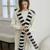 TATIANA Knit Hoodie Shawl Muffler MF8116 Stripe