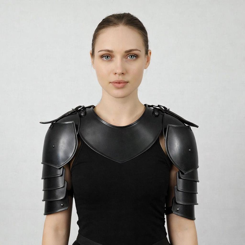 Lady Knight Steel Gorget & Pauldrons Armor Set Medieval Warrior Cosplay Outfit
