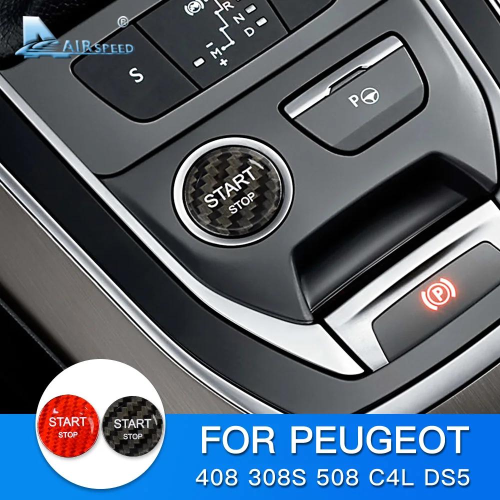 Carbon Fiber Engine Start Button Cover for Peugeot 408 308S 508 C4L DS5 2012-2023 Interior Sticker