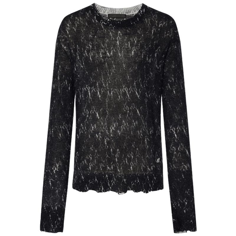 MO&Co. Lamb Wool Mohair Blend Frayed Edge Knitted Sweater L 170