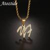Atoztide Personalized Custom Name Necklaces for Women Stainless Steel Zircon Nameplate Pendant Blade Chain Birthday Jewelry Gift