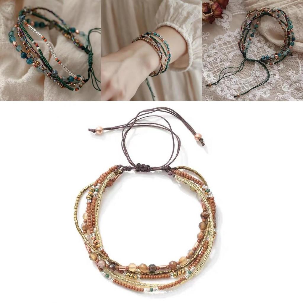 Ethnic Style Colorful Beaded Bracelet Adjustable Summer Womens Boho Accessory