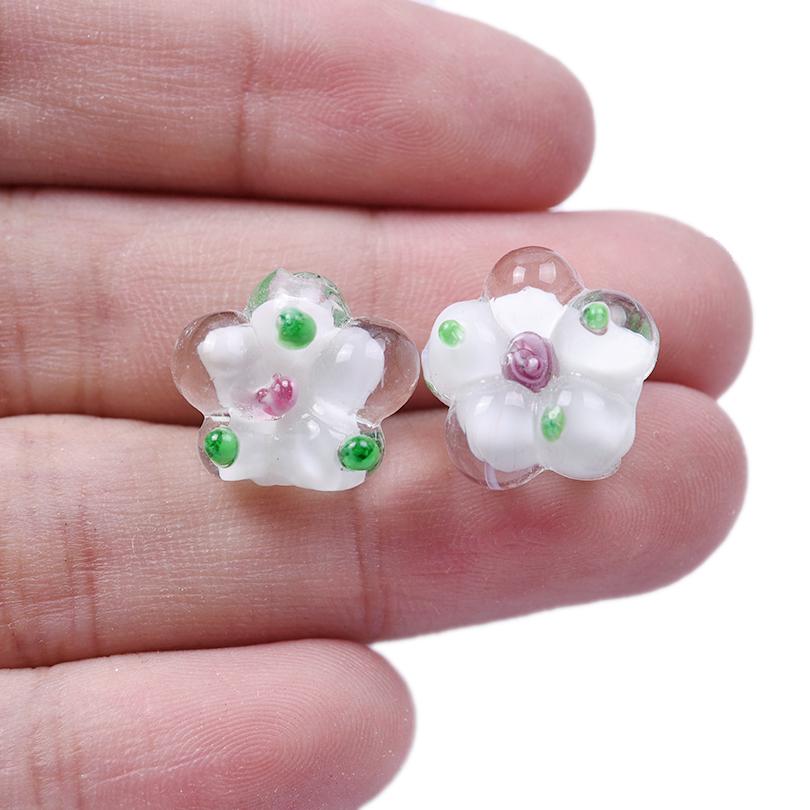 6pcs Mixed Plant Accessories Flower Beads For Jewelry Making Supplies Glass Materials Handmade Bracelets Anklets Girl Loose Bead