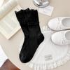 1 Pair Ballet Style Double Layer Black Fungus Edge Socks Summer Thin Mesh Breathable Japanese Style Series Girls Pile Socks