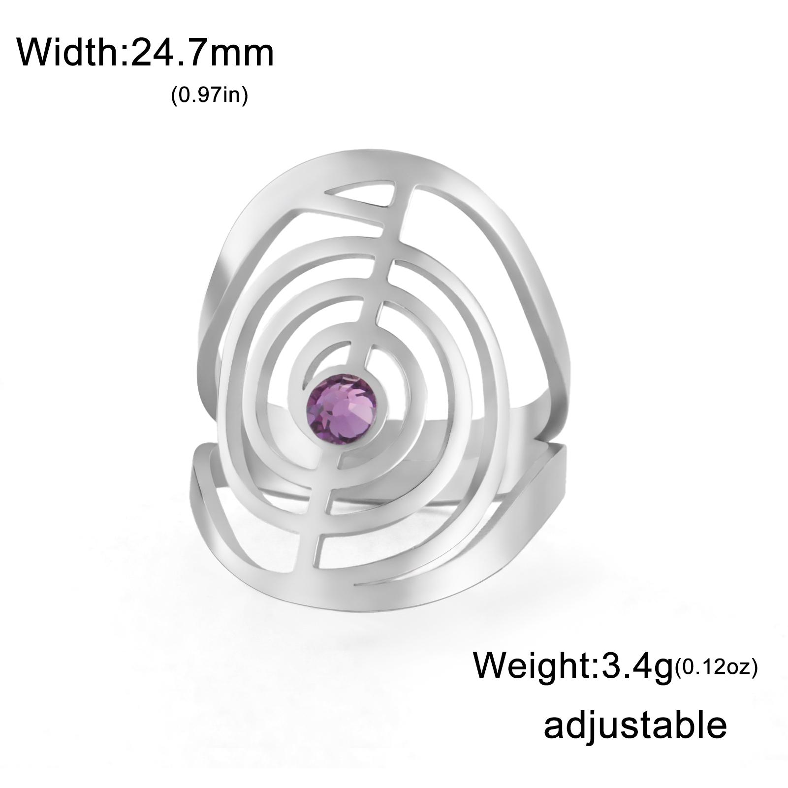 

LIKGREAT Cho Ku Rei Geometric Spiral Adjustable Rings Zircon Stainless Steel Jewelry Reiki Protection Healing Ring Amulet resizable