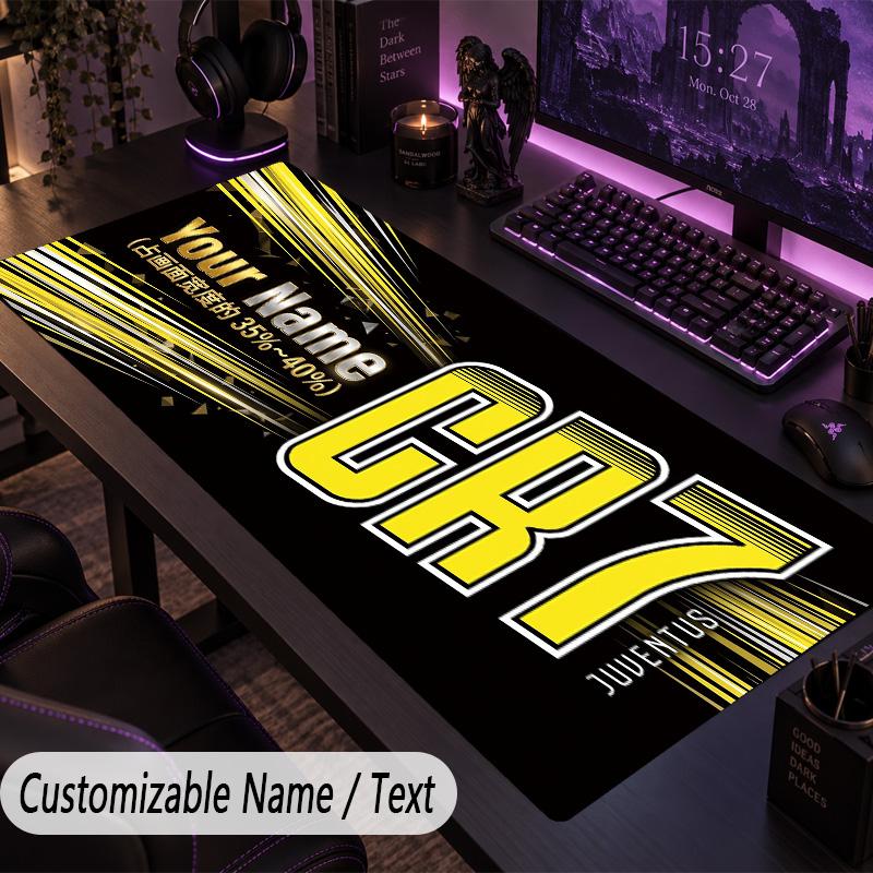 Large Mouse PadCristiano Ronaldo Custom Name Text Personalized Desk Mat Non Slip Gaming Pad