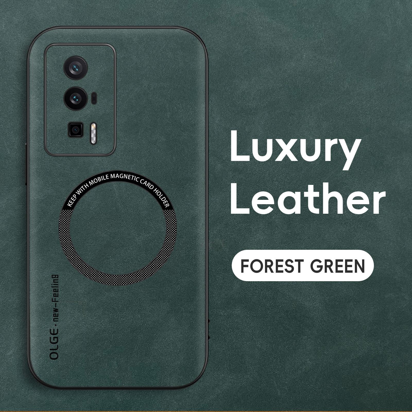 

Магнитный ретро кожаный чехол для Xiaomi Poco F5 Pro PocoF5 Pro Беспроводной зарядный чехол для телефона For Poco F5 Pro зелёный