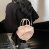Sweet Bow Heart Shape Shoulder Bags for Women PU Leather  Solid Color Female Small Crossbody Bag Fashion Ladies Clutch Handbags
