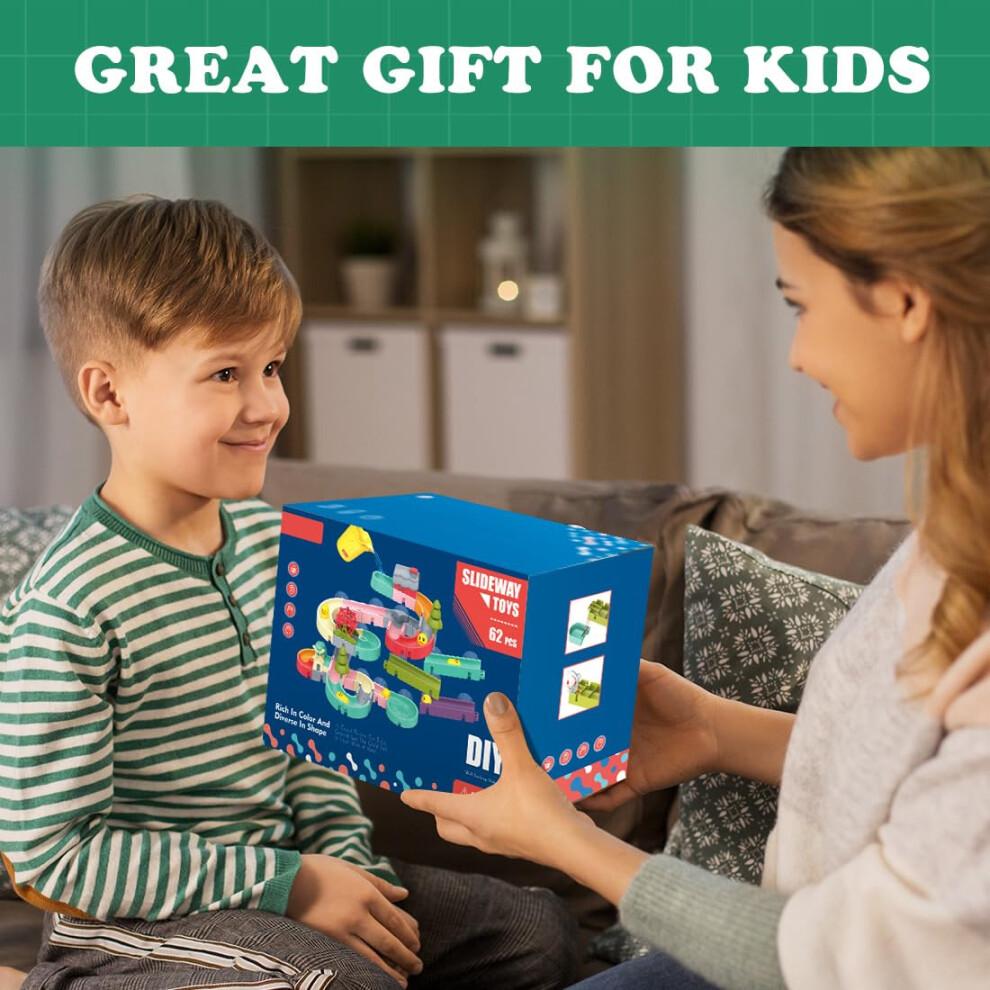 Bath Toys, Kids Bath DIY Track Balls Game Shower Watermill Slide Bathtub Water Toy for Toddlers, Educational Gift for 3-6 Year Olds Boys Girls, 62PCS